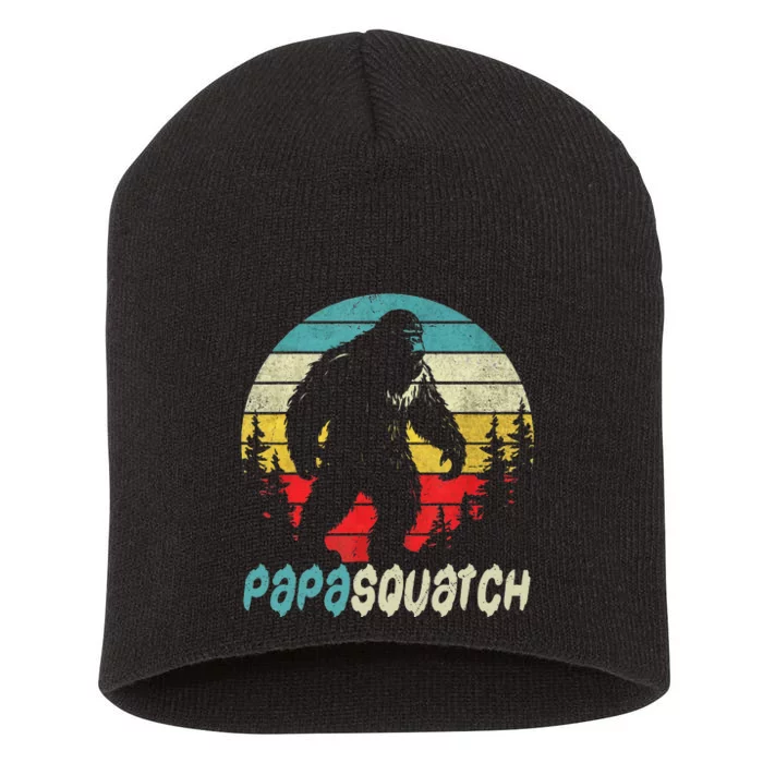 Papasquatch Father's Day Bigfoot Sasquatch Papa Gifts Short Acrylic Beanie