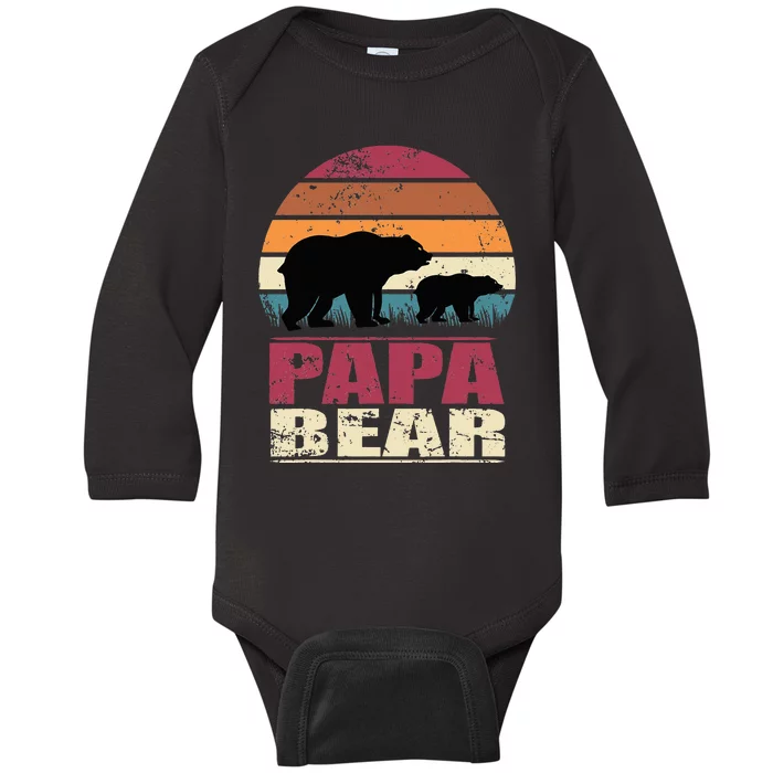 Papabear Family Daddy Bear Newborn Baby Fatherhood Papa Bear Baby Long Sleeve Bodysuit