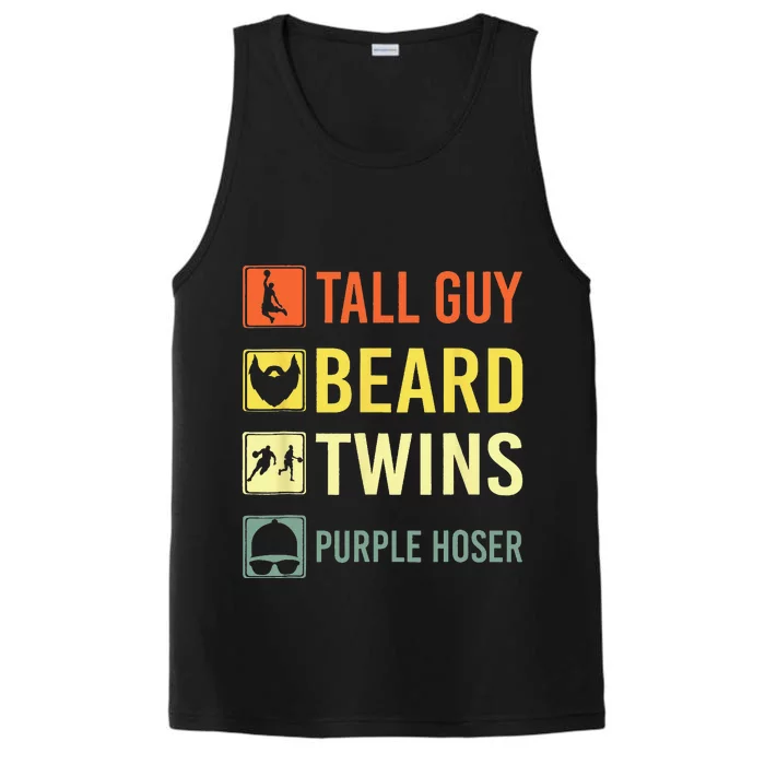 Perfect For Dude Tall Guy Beard Twins Purple Hoser Performance Tank