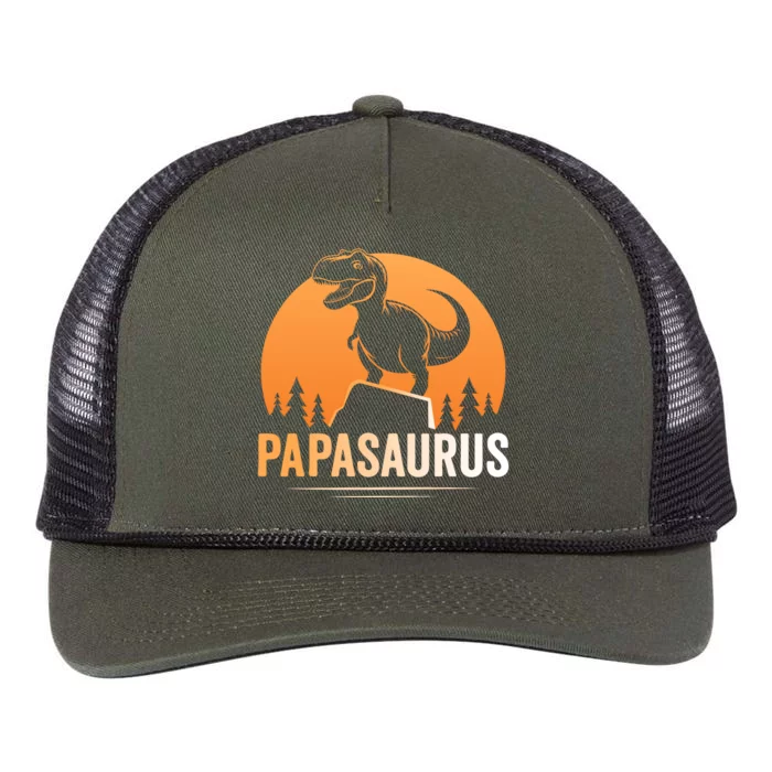 Papasaurus FatherS Day Graphic Retro Rope Trucker Hat Cap