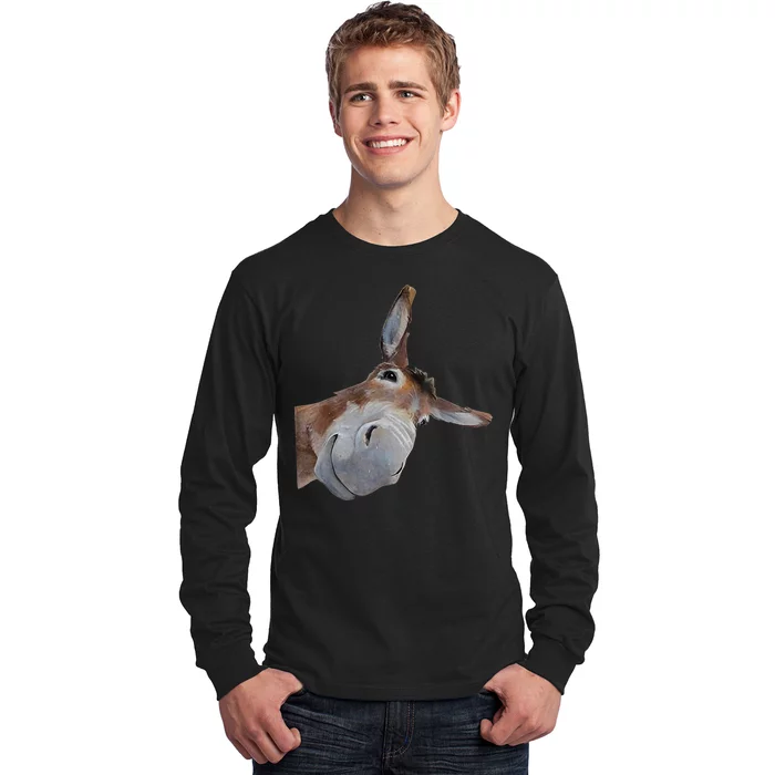 Peachbruh Funny Donkey Art Donkey Head Smile Eagerlys Long Sleeve Shirt