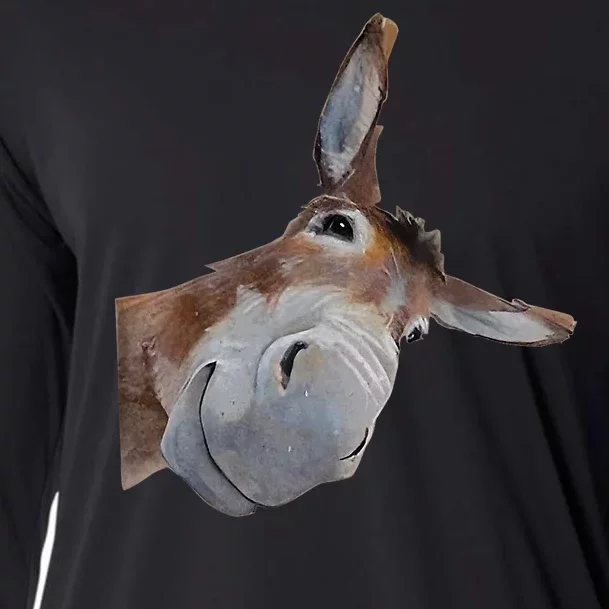 Peachbruh Funny Donkey Art Donkey Head Smile Eagerlys Cooling Performance Long Sleeve Crew