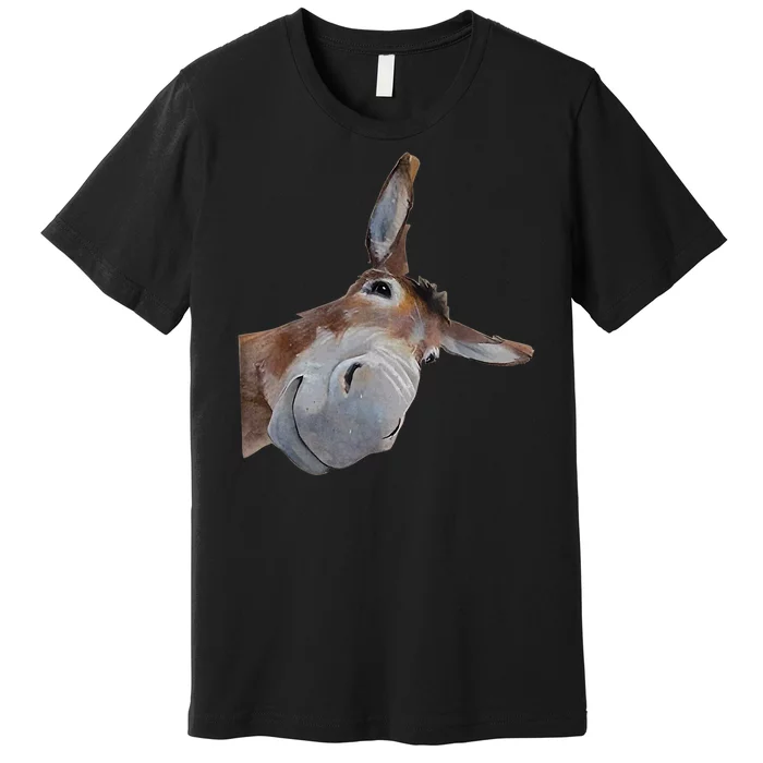 Peachbruh Funny Donkey Art Donkey Head Smile Eagerlys Premium T-Shirt