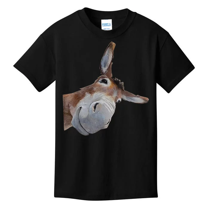 Peachbruh Funny Donkey Art Donkey Head Smile Eagerlys Kids T-Shirt