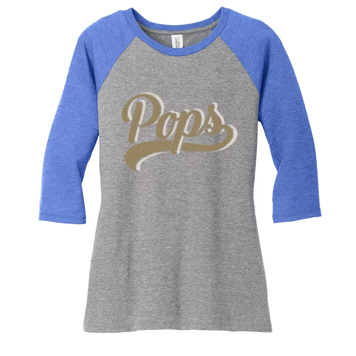 Pops For Dad And FatherS Day From Daughter Or Son Gift Women's Tri-Blend 3/4-Sleeve Raglan Shirt