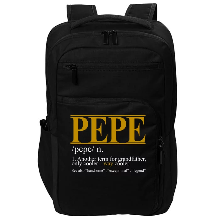 Pepe Fathers Day Gift Grandpa Definition Impact Tech Backpack