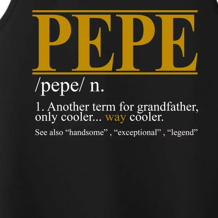 Pepe Fathers Day Gift Grandpa Definition Performance Tank