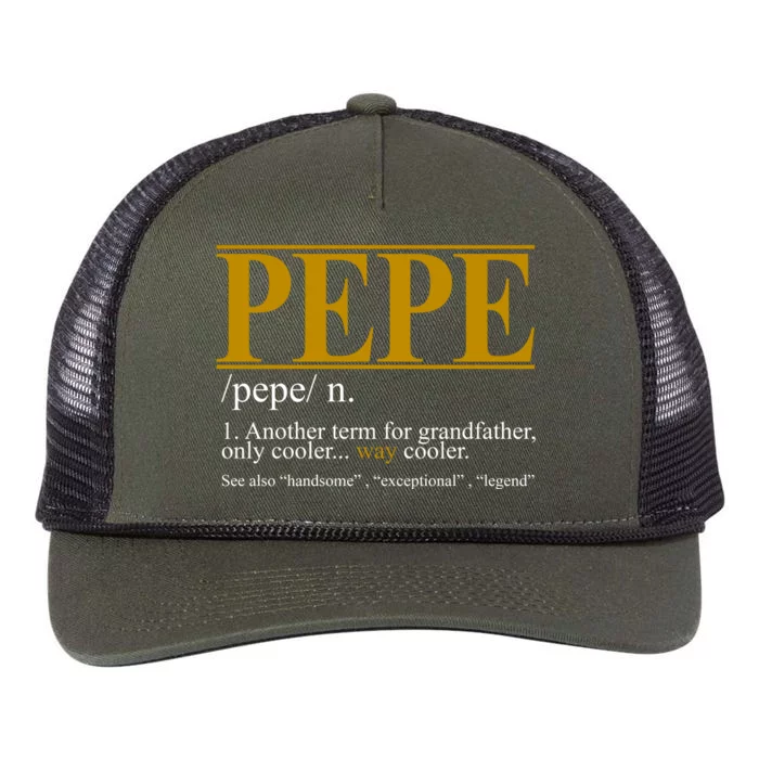 Pepe Fathers Day Gift Grandpa Definition Retro Rope Trucker Hat Cap