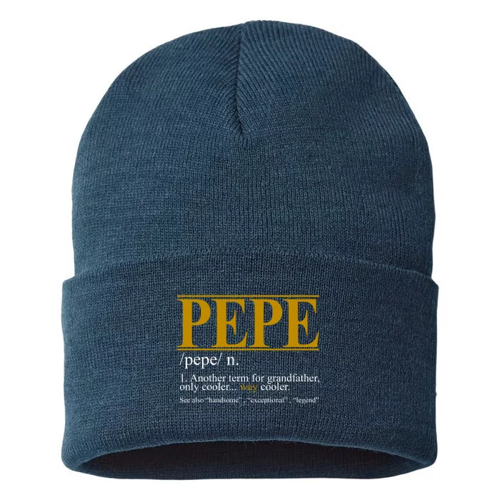 Pepe Fathers Day Gift Grandpa Definition Sustainable Knit Beanie