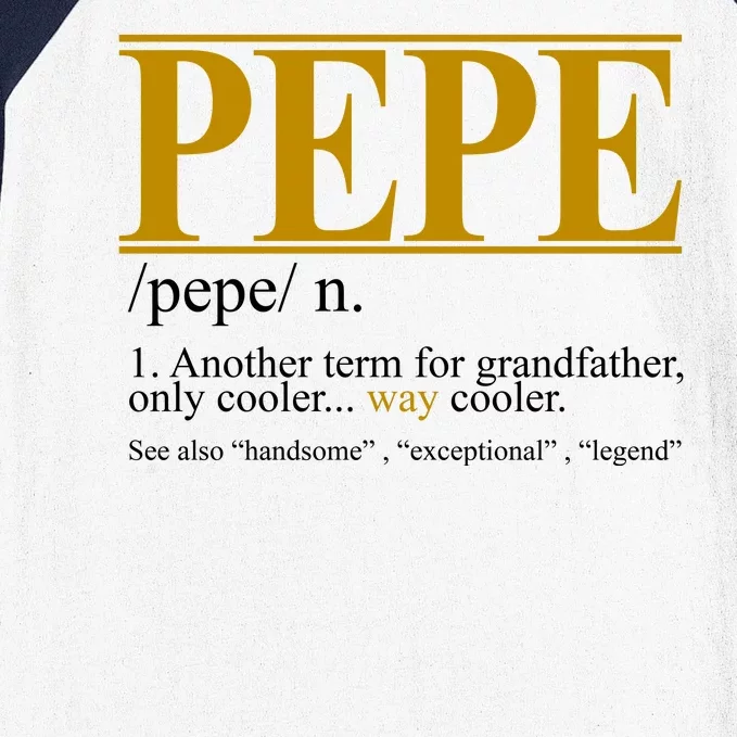 Pepe Fathers Day Gift Grandpa Definition Baseball Sleeve Shirt