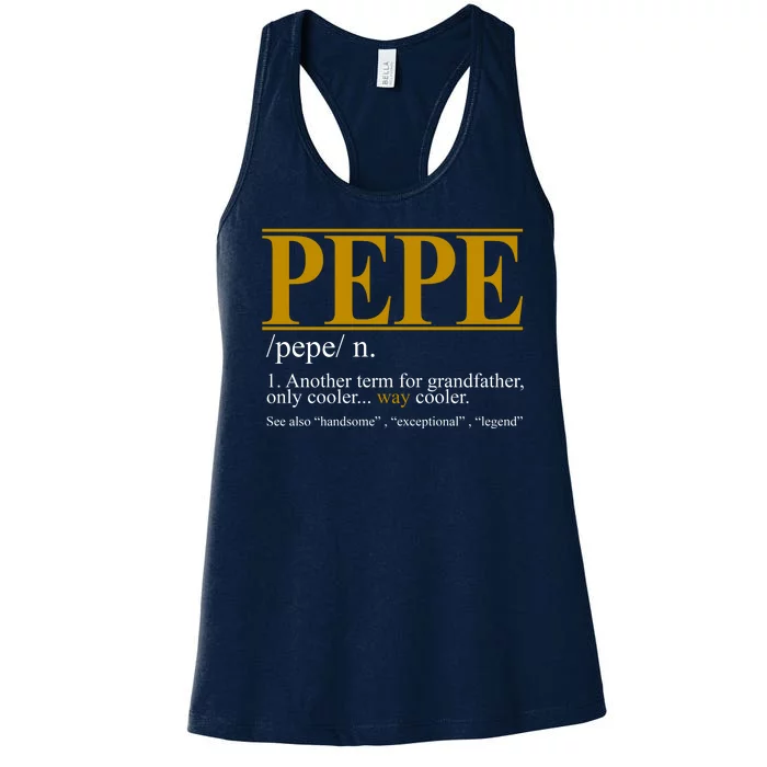 Pepe Fathers Day Gift Grandpa Definition Women's Racerback Tank