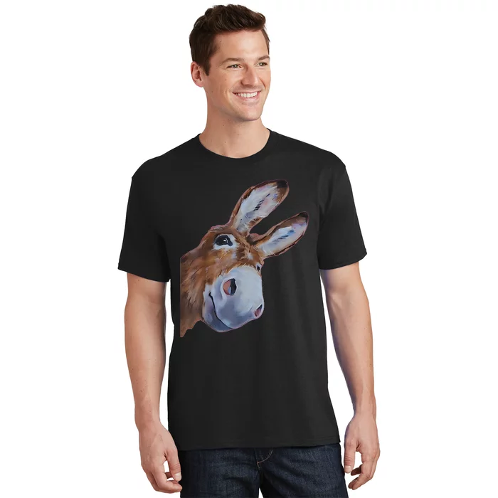 Peachbruh Funny Donkey Art Donkey Head Smile Eagerly Donkey T-Shirt