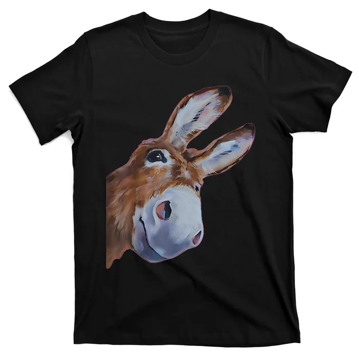 Peachbruh Funny Donkey Art Donkey Head Smile Eagerly Donkey T-Shirt