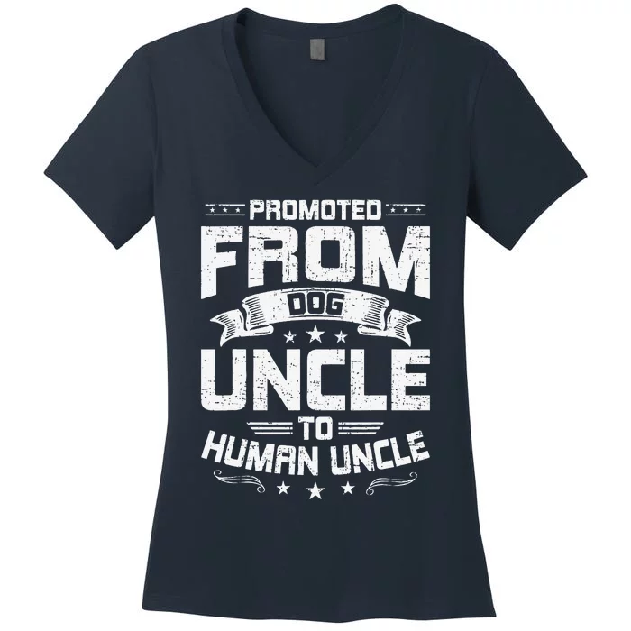 Promoted From Dog Uncle To Human Uncle Dog Lover Women's V-Neck T-Shirt