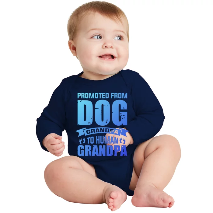 Promoted From Dog Grandpa To Hu Grandpa Cute Gift Baby Long Sleeve Bodysuit