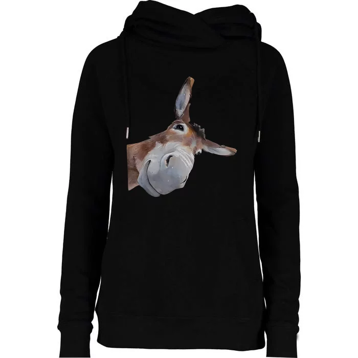 Peachbruh Funny Donkey Art Donkey Head Smile Eagerlys Womens Funnel Neck Pullover Hood