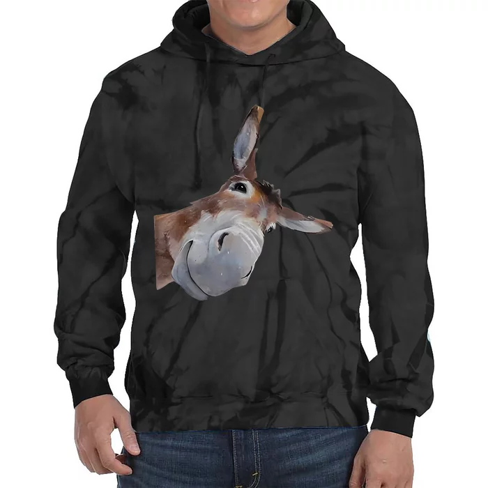 Peachbruh Funny Donkey Art Donkey Head Smile Eagerlys Tie Dye Hoodie