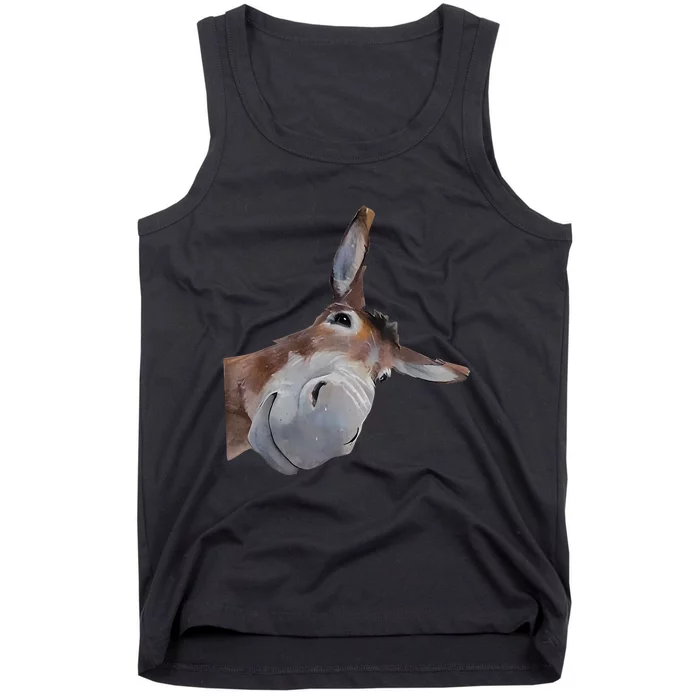 Peachbruh Funny Donkey Art Donkey Head Smile Eagerlys Tank Top