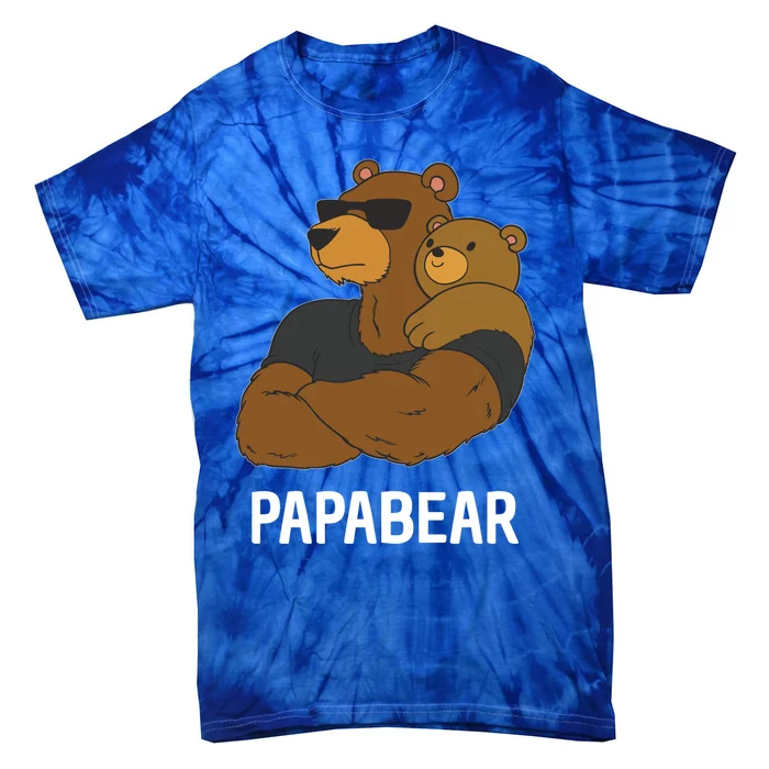 Papabear Father Daughter Son Papa Bear Gift Tie-Dye T-Shirt