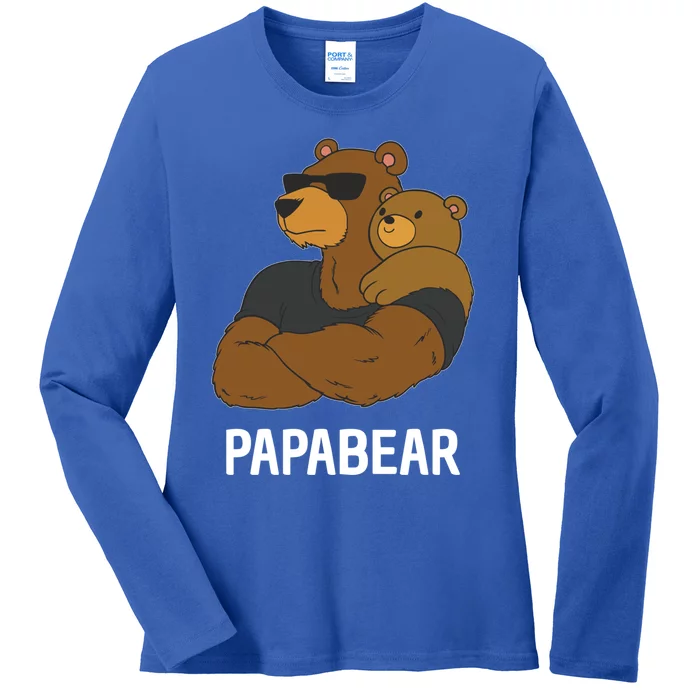 Papabear Father Daughter Son Papa Bear Gift Ladies Long Sleeve Shirt