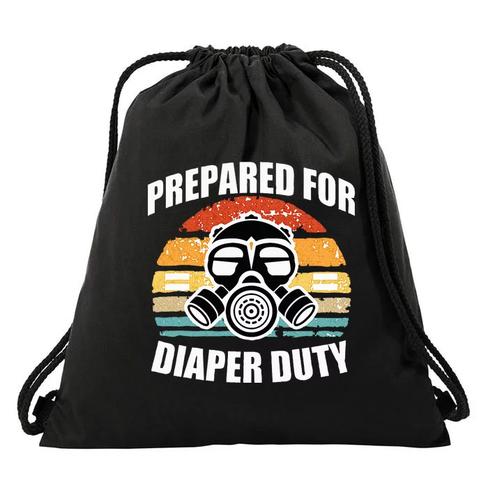 Prepared For Diaper Duty Gas Mask Drawstring Bag