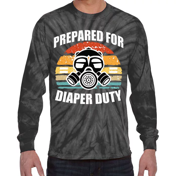 Prepared For Diaper Duty Gas Mask Tie-Dye Long Sleeve Shirt