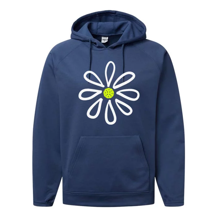 Pickleball  Flower Daisy Pickleball Center Performance Fleece Hoodie