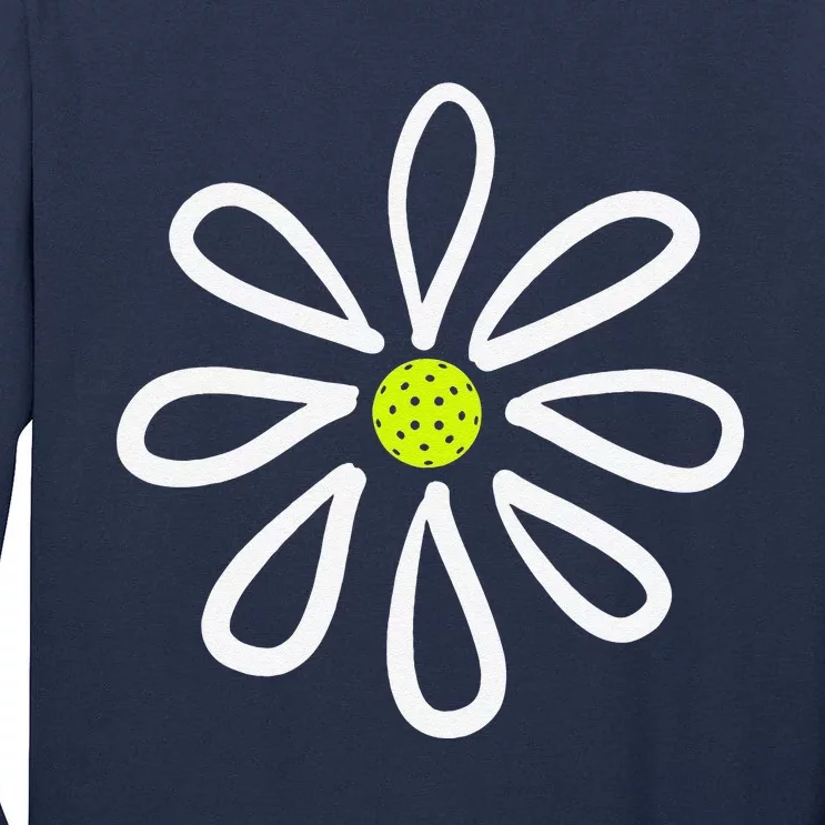 Pickleball  Flower Daisy Pickleball Center Tall Long Sleeve T-Shirt