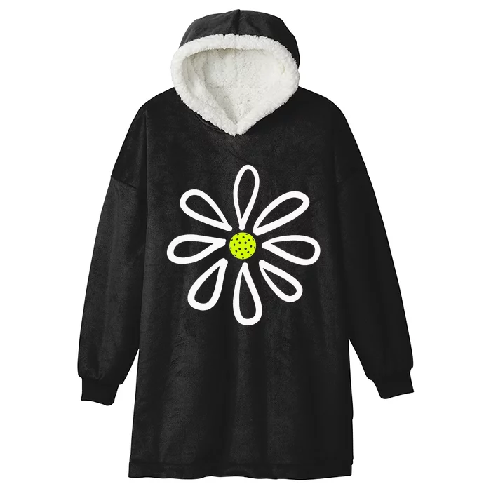 Pickleball Flower Daisy Pickleball Center Hooded Wearable Blanket