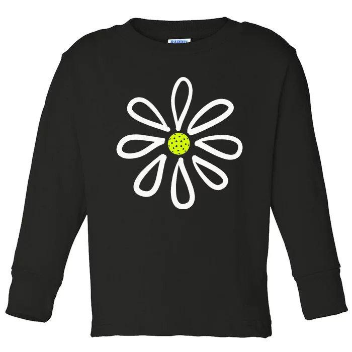 Pickleball Flower Daisy Pickleball Center Toddler Long Sleeve Shirt