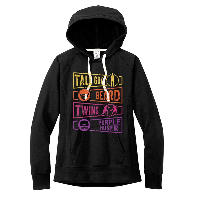 Perfect for dude TALL GUY BEARD TWINS PURPLE HOSER Women's Fleece Hoodie