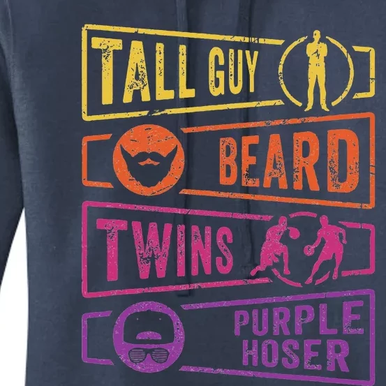 Perfect for dude TALL GUY BEARD TWINS PURPLE HOSER Women's Pullover Hoodie