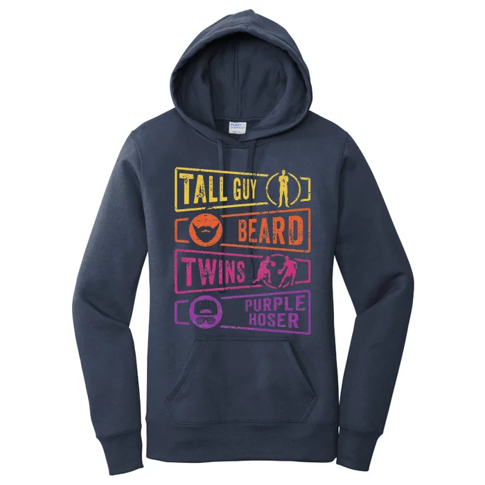 Perfect for dude TALL GUY BEARD TWINS PURPLE HOSER Women's Pullover Hoodie