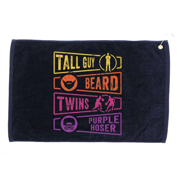 Perfect for dude TALL GUY BEARD TWINS PURPLE HOSER Grommeted Golf Towel