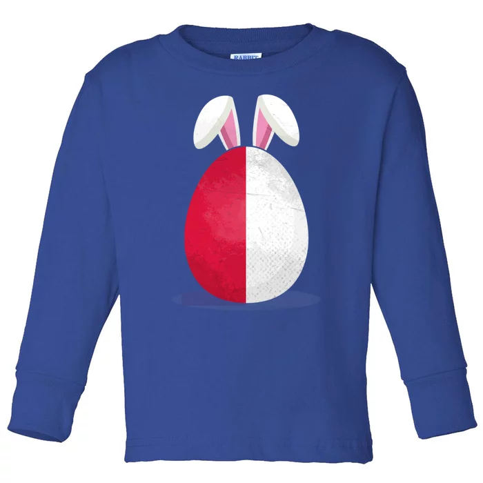 Poland Flag Egg Bunny Ears Polish Easter Sunday Great Gift Toddler Long Sleeve Shirt