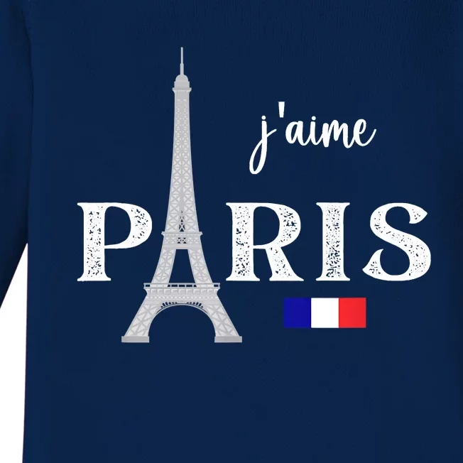 Paris France Eiffel Tower Souvenir Baby Long Sleeve Bodysuit