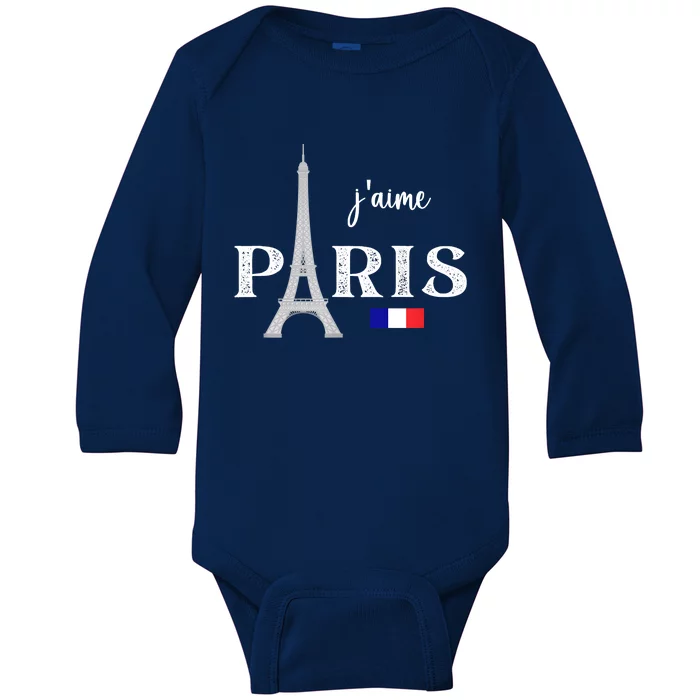 Paris France Eiffel Tower Souvenir Baby Long Sleeve Bodysuit