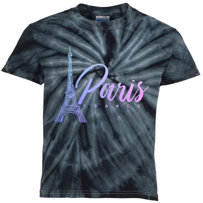 Paris France Eiffel Tower French Souvenir Vintage Kids Tie-Dye T-Shirt