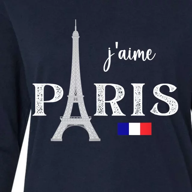 Paris France Eiffel Tower Souvenir Womens Cotton Relaxed Long Sleeve T-Shirt