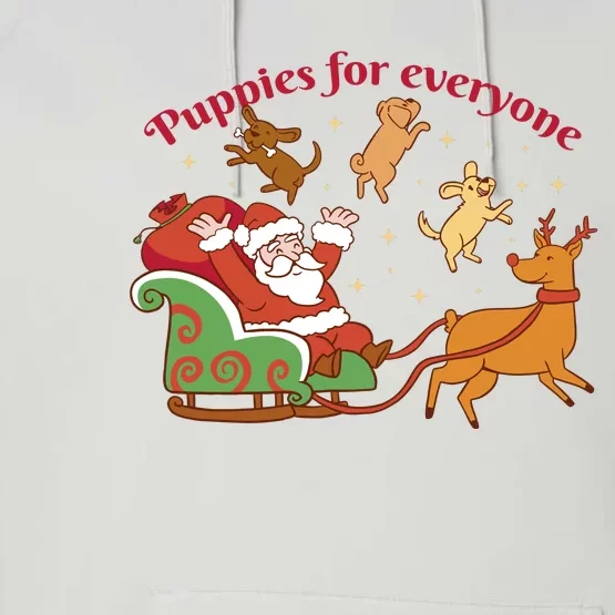 Puppies For Everyone Funny Santa Christmas Performance Fleece Hoodie