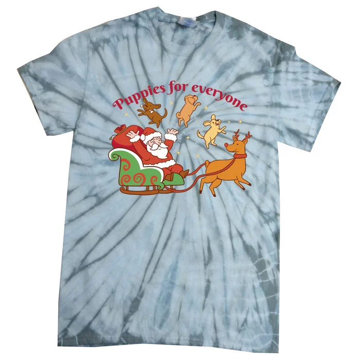 Puppies For Everyone Funny Santa Christmas Tie-Dye T-Shirt