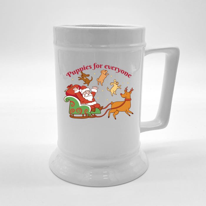 Puppies For Everyone Funny Santa Christmas Front & Back Beer Stein