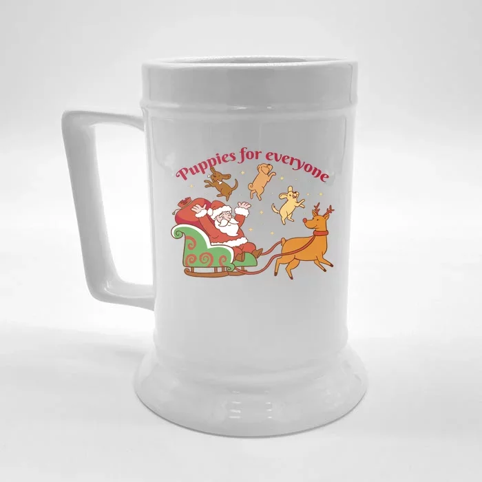 Puppies For Everyone Funny Santa Christmas Front & Back Beer Stein