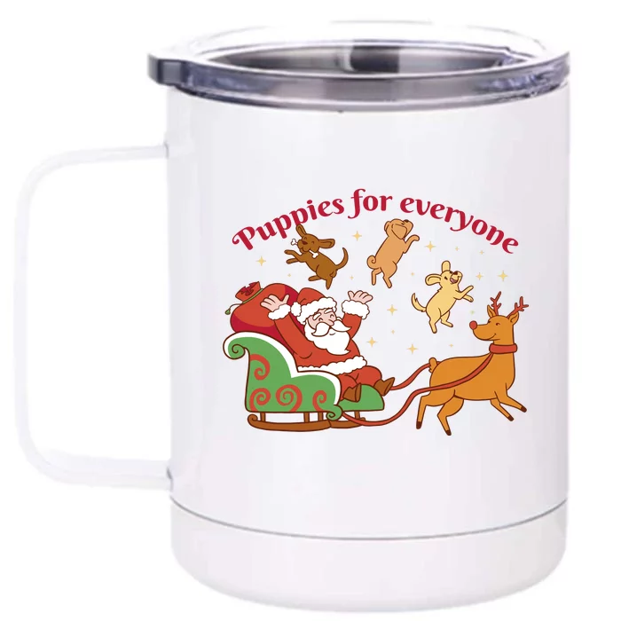 Puppies For Everyone Funny Santa Christmas Front & Back 12oz Stainless Steel Tumbler Cup