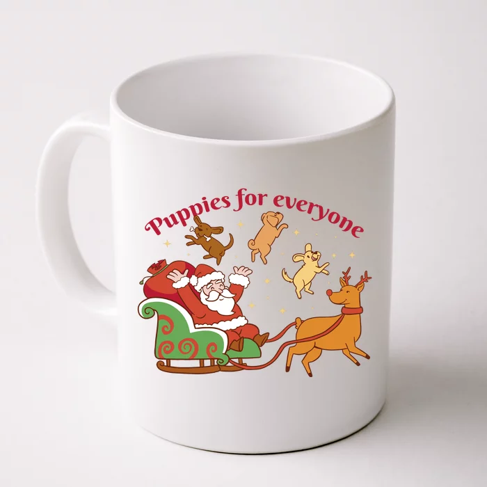 Puppies For Everyone Funny Santa Christmas Front & Back Coffee Mug