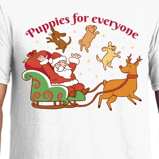 Puppies For Everyone Funny Santa Christmas Pajama Set