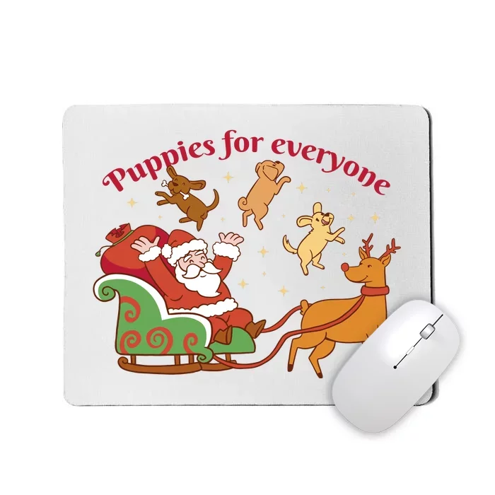 Puppies For Everyone Funny Santa Christmas Mousepad