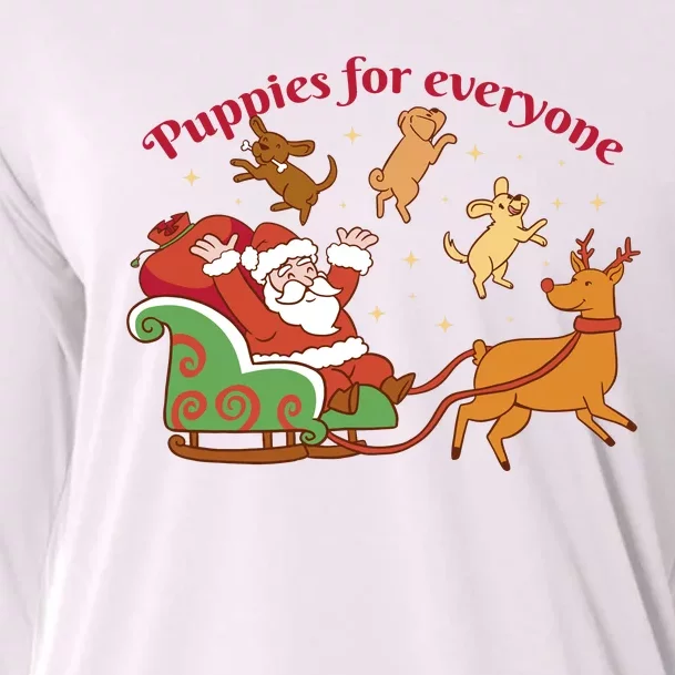 Puppies For Everyone Funny Santa Christmas Cooling Performance Long Sleeve Crew