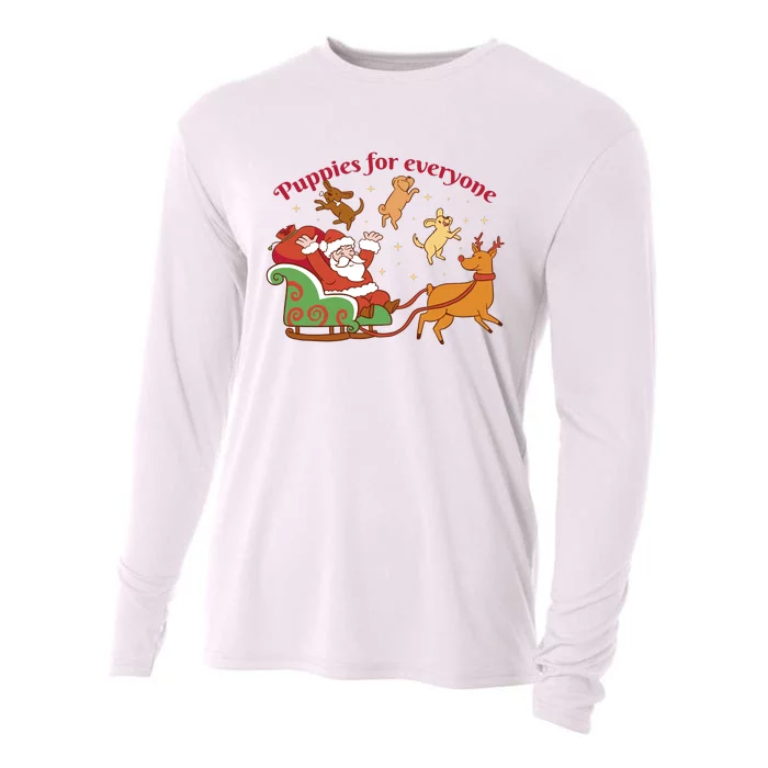 Puppies For Everyone Funny Santa Christmas Cooling Performance Long Sleeve Crew