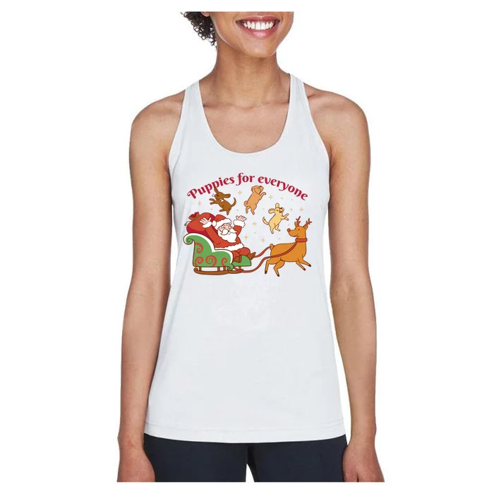 Puppies For Everyone Funny Santa Christmas Women's Racerback Tank